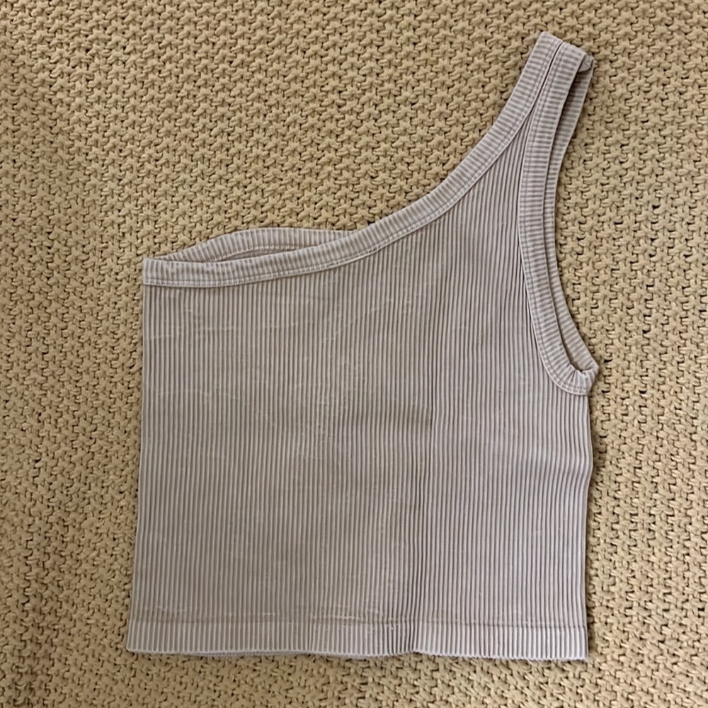One Shoulder Ribbed Tank - Picture 2 of 3
